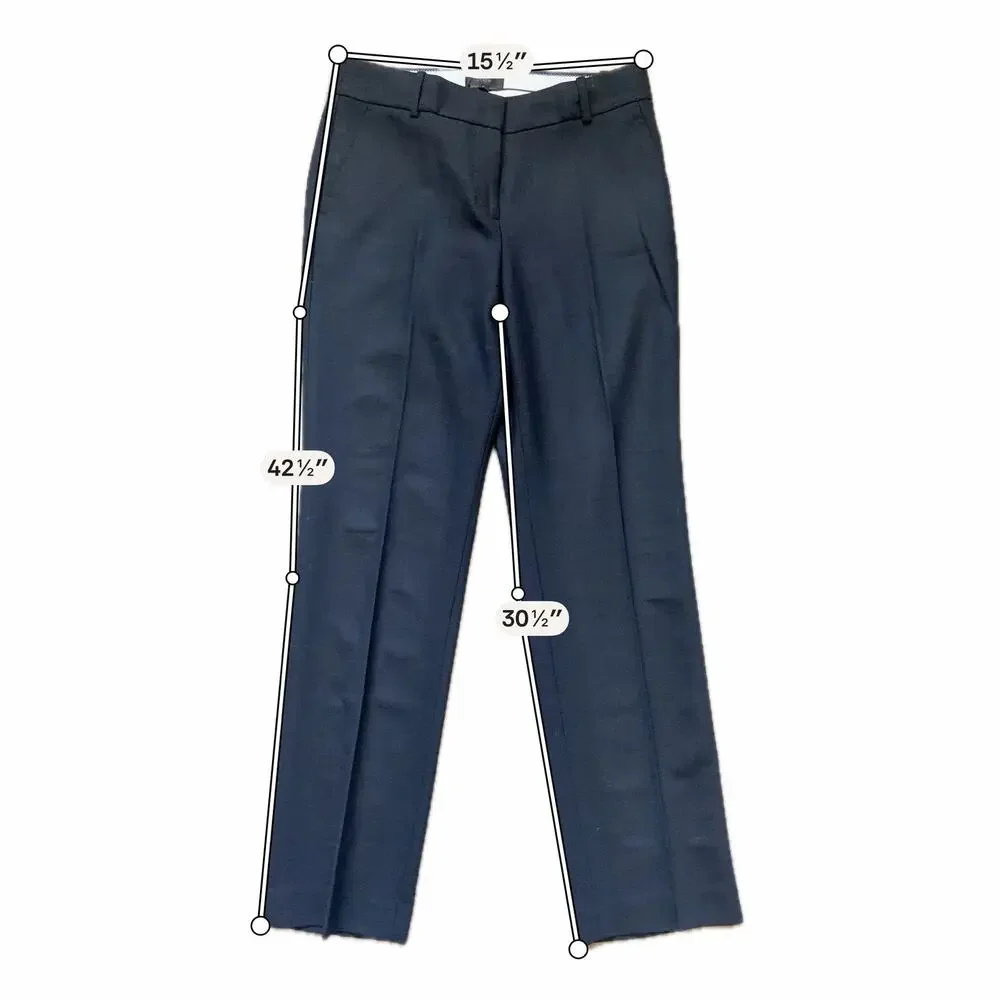 NWT J.Crew Italian Stretch Wool Slim Straight Dress Pants Black Size 6